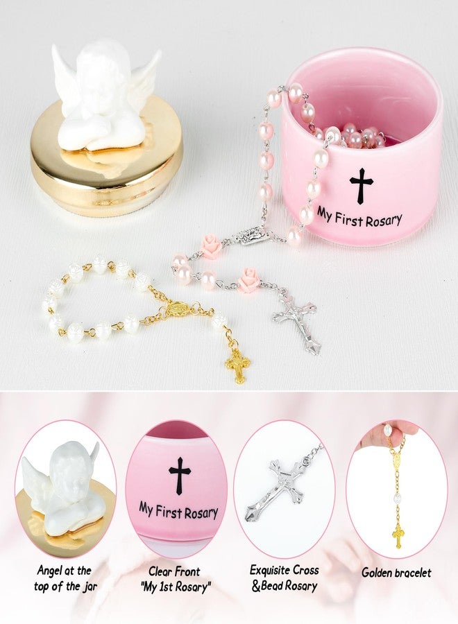 YLOLUL Baby Baptism Gifts for Girls,My First Rosary Pink with Keepsake Box, Christening Gifts Catholic Baptism Gifts for Baby Girl Communion Rosary with Box Baby Shower Rosary Beads for Girls - Image 3